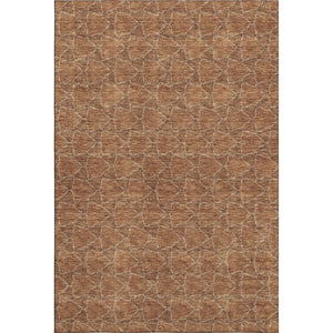 HomeRoots 8' x 10' Washable Rust and Ivory Geometric Area Rug - UV Protected, Pet-Friendly, Modern Style 676066