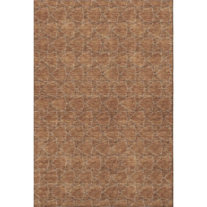 HomeRoots 10' X 14' Stylish Rust and Ivory Geometric Washable Area Rug with UV Protection for Modern Spaces 676068