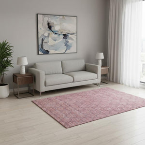 HomeRoots 5' X 8' Washable Pink and Purple Geometric Area Rug with UV Protection – Bold, Durable, and Stylish! 676070