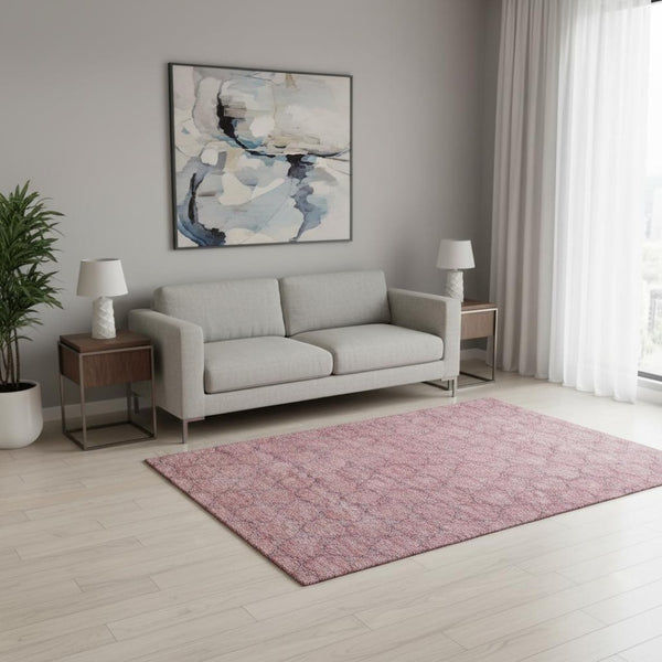 HomeRoots 5' X 8' Washable Pink and Purple Geometric Area Rug with UV Protection – Bold, Durable, and Stylish! 676070