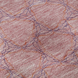 HomeRoots 8' Vibrant Pink and Purple Geometric Round Rug – Washable, UV-Protected, Soft & Stylish Accent Piece 676071