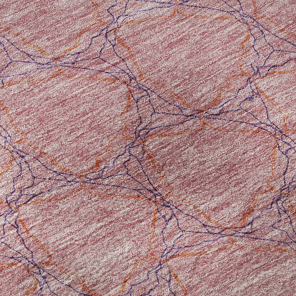 HomeRoots 8' Vibrant Pink and Purple Geometric Round Rug – Washable, UV-Protected, Soft & Stylish Accent Piece 676071