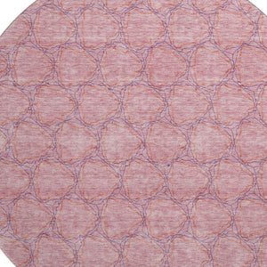 HomeRoots 8' Vibrant Pink and Purple Geometric Round Rug – Washable, UV-Protected, Soft & Stylish Accent Piece 676071