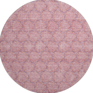 HomeRoots 8' Vibrant Pink and Purple Geometric Round Rug – Washable, UV-Protected, Soft & Stylish Accent Piece 676071