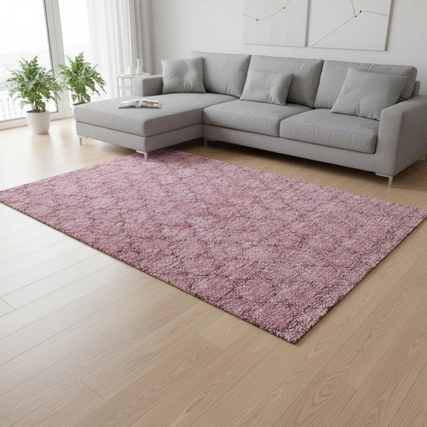 HomeRoots 8' X 10' Pink & Purple Geometric Area Rug - Washable, UV Protected, Stain Resistant for Busy Homes 676072