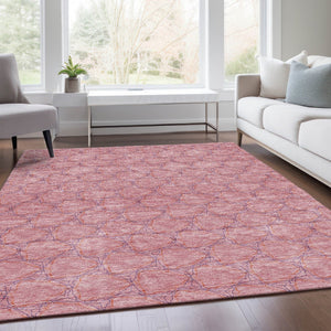HomeRoots 8' X 10' Pink & Purple Geometric Area Rug - Washable, UV Protected, Stain Resistant for Busy Homes 676072