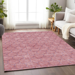 HomeRoots 9' X 12' Pink And Purple Geometric Area Rug - Washable, UV Protected, Durable Design for High-Traffic Homes 676073