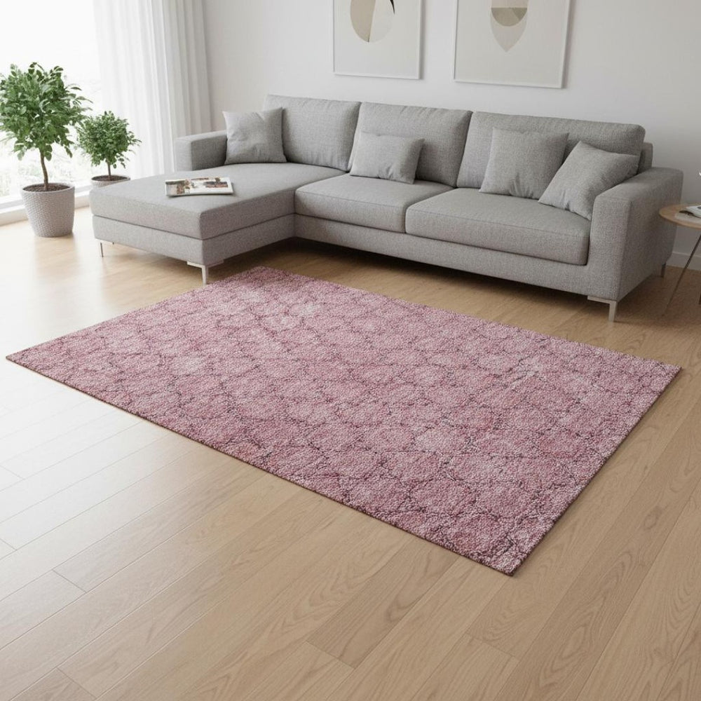 HomeRoots 10' X 14' Pink and Purple Geometric Washable Area Rug - Durable, Stain-Resistant, UV Protected Design 676074