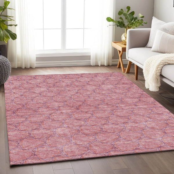 HomeRoots 10' X 14' Pink and Purple Geometric Washable Area Rug - Durable, Stain-Resistant, UV Protected Design 676074