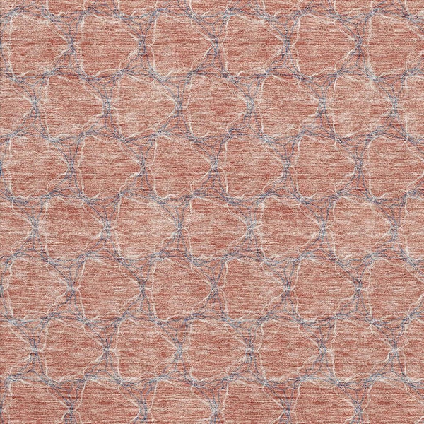 HomeRoots 5' X 8' Salmon Ivory & Blue Geometric Area Rug – Washable, UV Protected, Family-Friendly Style! 676076