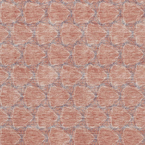 HomeRoots 8' X 10' Stylish Salmon, Ivory & Blue Geometric Area Rug - Washable, UV Protected for Everyday Living 676078