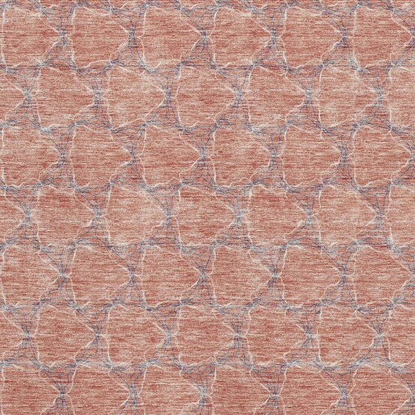 HomeRoots 8' X 10' Stylish Salmon, Ivory & Blue Geometric Area Rug - Washable, UV Protected for Everyday Living 676078