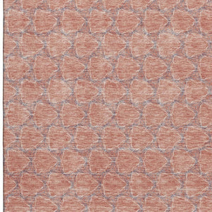HomeRoots 8' X 10' Stylish Salmon, Ivory & Blue Geometric Area Rug - Washable, UV Protected for Everyday Living 676078