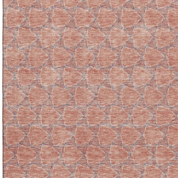 HomeRoots 8' X 10' Stylish Salmon, Ivory & Blue Geometric Area Rug - Washable, UV Protected for Everyday Living 676078