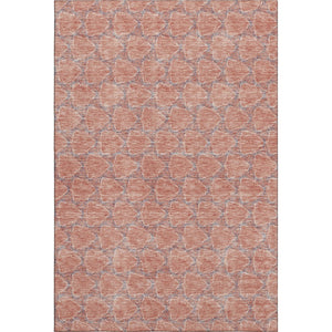 HomeRoots 9' x 12' Salmon Ivory Blue Geometric Area Rug - Stylish, Washable, UV-Protected for Everyday Life 676079