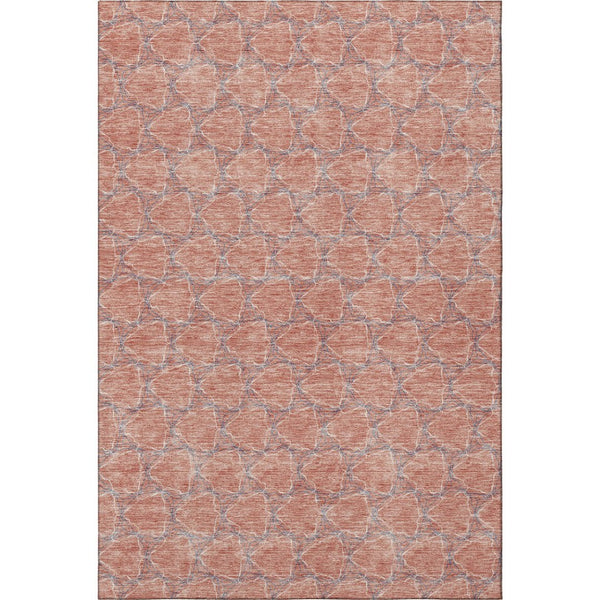 HomeRoots 9' x 12' Salmon Ivory Blue Geometric Area Rug - Stylish, Washable, UV-Protected for Everyday Life 676079