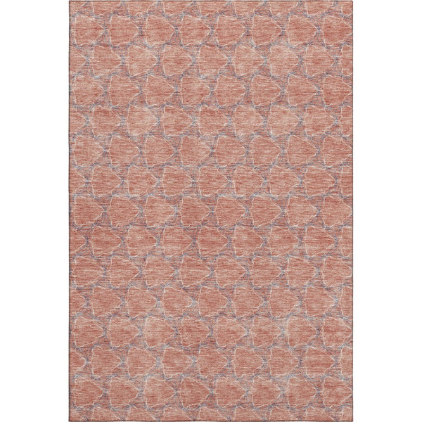 HomeRoots 10' X 14' Salmon Ivory & Blue Geometric Washable Area Rug - Stylish, Durable, UV & Stain Resistant! 676080