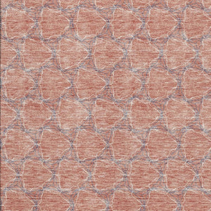 HomeRoots 10' X 14' Salmon Ivory & Blue Geometric Washable Area Rug - Stylish, Durable, UV & Stain Resistant! 676080