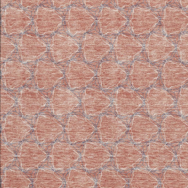HomeRoots 10' X 14' Salmon Ivory & Blue Geometric Washable Area Rug - Stylish, Durable, UV & Stain Resistant! 676080