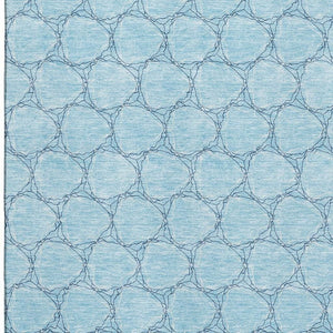 HomeRoots 5' X 8' Sky Blue & Ivory Geometric Washable Area Rug – Durable, Stylish, UV Protected for Modern Homes 676082