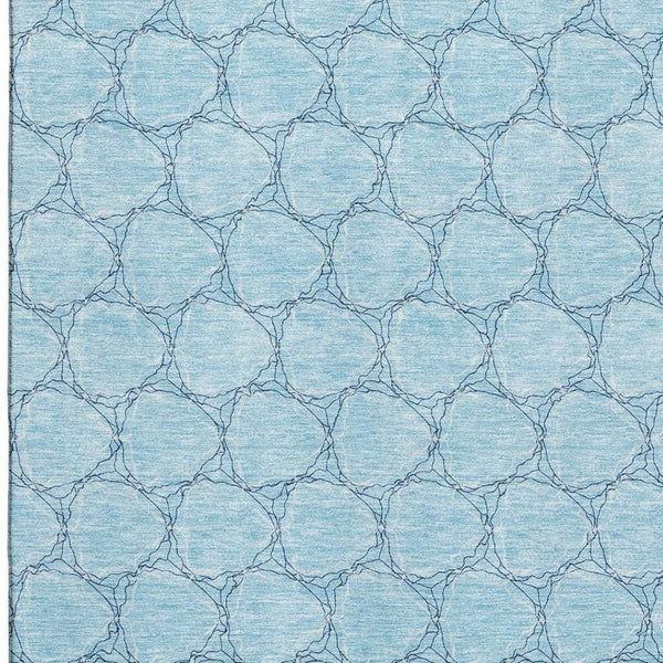 HomeRoots 5' X 8' Sky Blue & Ivory Geometric Washable Area Rug – Durable, Stylish, UV Protected for Modern Homes 676082