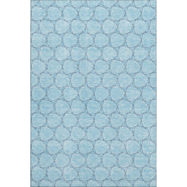 HomeRoots 8' X 10' Sky Blue & Ivory Geometric Area Rug - Washable, UV Protected, Durable for Homes with Kids & Pets 676084