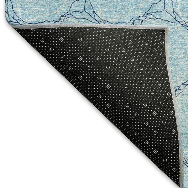 HomeRoots 8' X 10' Sky Blue & Ivory Geometric Area Rug - Washable, UV Protected, Durable for Homes with Kids & Pets 676084