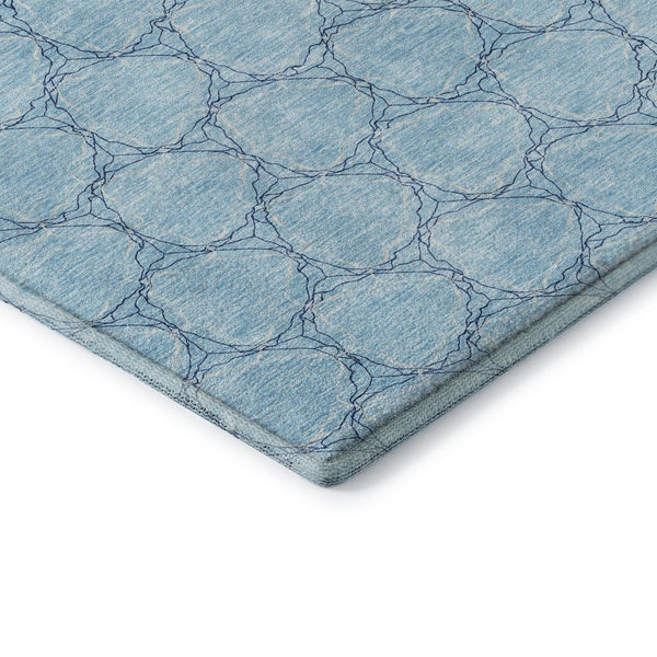 HomeRoots 8' X 10' Sky Blue & Ivory Geometric Area Rug - Washable, UV Protected, Durable for Homes with Kids & Pets 676084