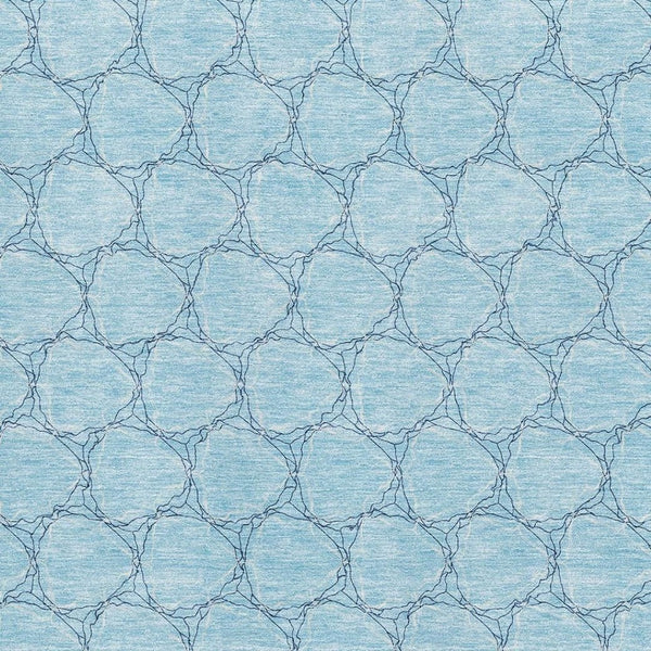 HomeRoots 8' X 10' Sky Blue & Ivory Geometric Area Rug - Washable, UV Protected, Durable for Homes with Kids & Pets 676084