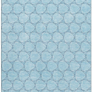 HomeRoots 8' X 10' Sky Blue & Ivory Geometric Area Rug - Washable, UV Protected, Durable for Homes with Kids & Pets 676084