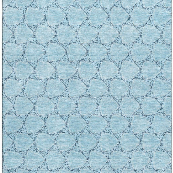 HomeRoots 8' X 10' Sky Blue & Ivory Geometric Area Rug - Washable, UV Protected, Durable for Homes with Kids & Pets 676084
