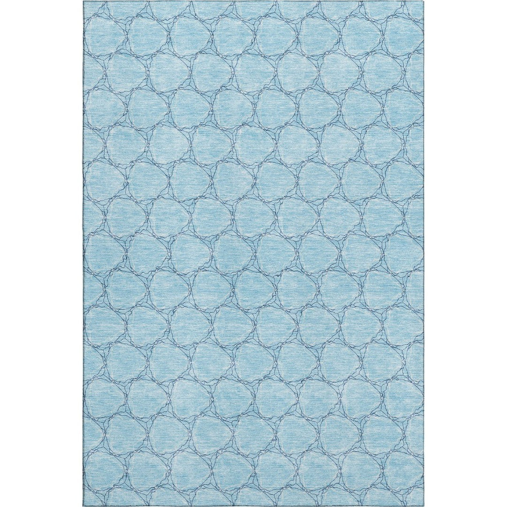 HomeRoots 9' X 12' Sky Blue & Ivory Geometric Area Rug - Washable, Stain-Resistant, UV Protected for High-Traffic Spaces 676085
