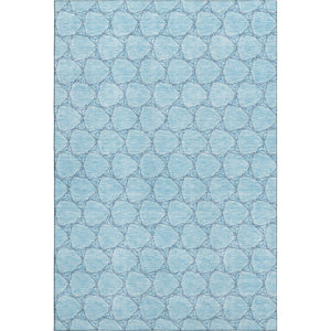 HomeRoots 9' X 12' Sky Blue & Ivory Geometric Area Rug - Washable, Stain-Resistant, UV Protected for High-Traffic Spaces 676085