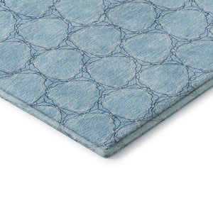 HomeRoots 9' X 12' Sky Blue & Ivory Geometric Area Rug - Washable, Stain-Resistant, UV Protected for High-Traffic Spaces 676085
