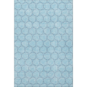 HomeRoots 9' X 12' Sky Blue & Ivory Geometric Area Rug - Washable, Stain-Resistant, UV Protected for High-Traffic Spaces 676085