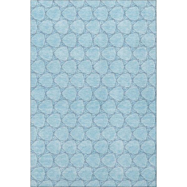 HomeRoots 9' X 12' Sky Blue & Ivory Geometric Area Rug - Washable, Stain-Resistant, UV Protected for High-Traffic Spaces 676085