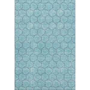 HomeRoots 5' X 8' Teal And Ivory Geometric Area Rug – Stylish, Washable, UV-Protected for High-Traffic Spaces 676088