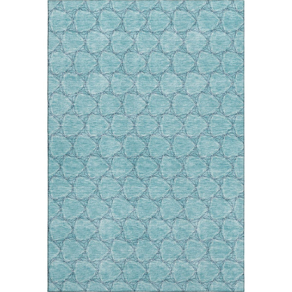 HomeRoots 5' X 8' Teal And Ivory Geometric Area Rug – Stylish, Washable, UV-Protected for High-Traffic Spaces 676088