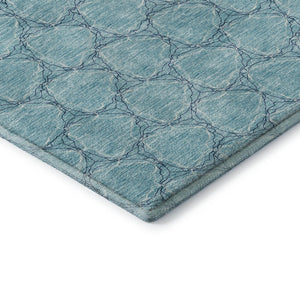 HomeRoots 5' X 8' Teal And Ivory Geometric Area Rug – Stylish, Washable, UV-Protected for High-Traffic Spaces 676088