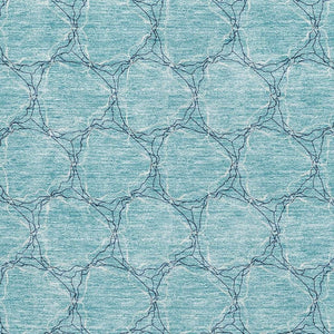 HomeRoots 5' X 8' Teal And Ivory Geometric Area Rug – Stylish, Washable, UV-Protected for High-Traffic Spaces 676088