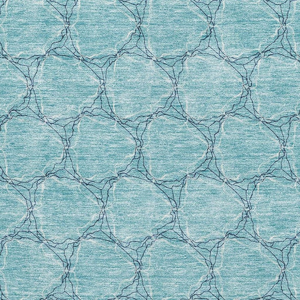 HomeRoots 5' X 8' Teal And Ivory Geometric Area Rug – Stylish, Washable, UV-Protected for High-Traffic Spaces 676088