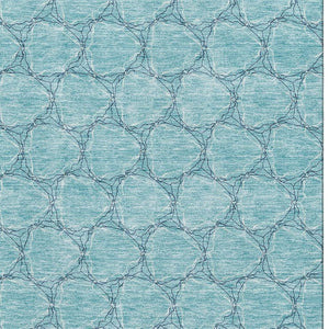 HomeRoots 5' X 8' Teal And Ivory Geometric Area Rug – Stylish, Washable, UV-Protected for High-Traffic Spaces 676088