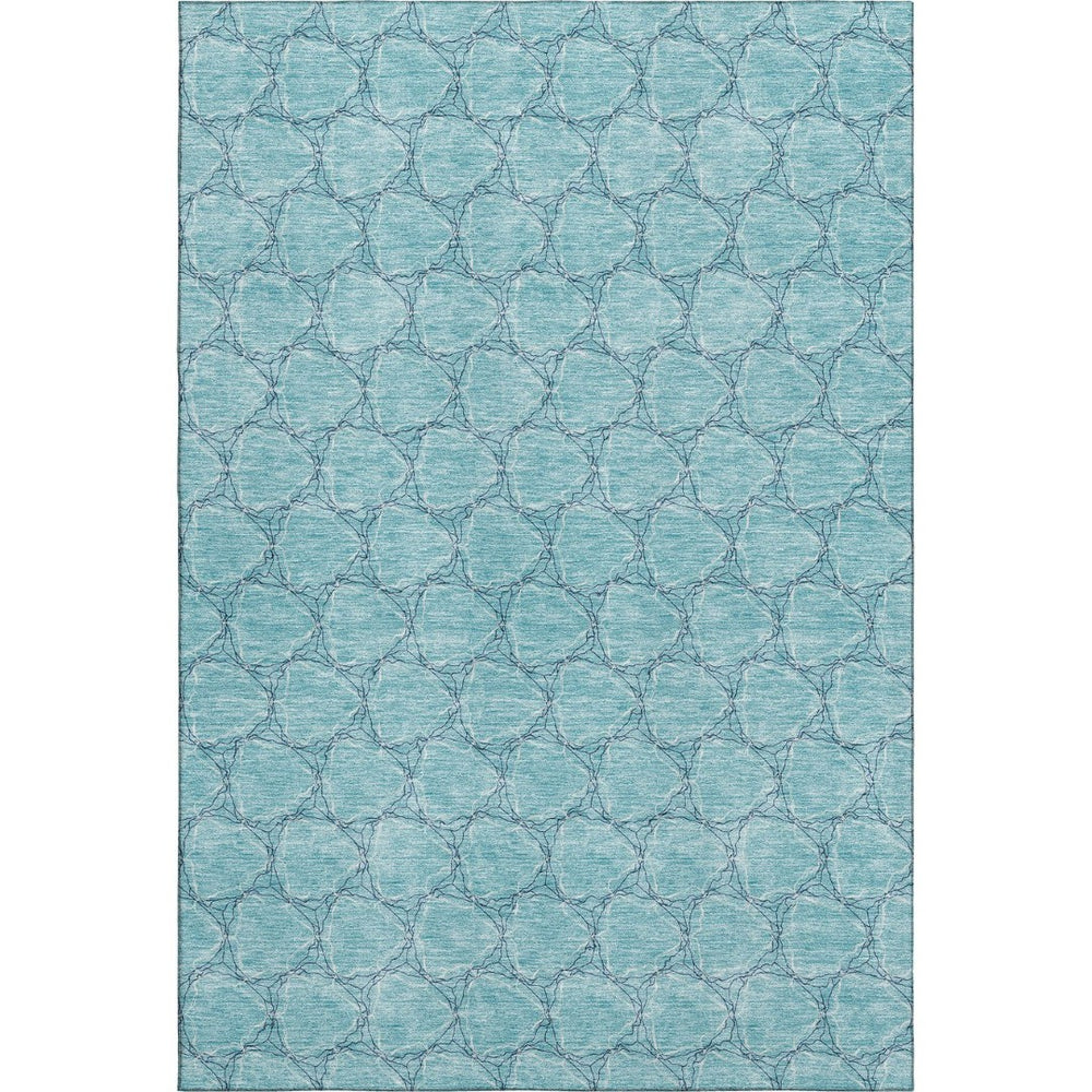 HomeRoots 8' X 10' Teal and Ivory Geometric Area Rug – Durable, Washable, Stain-Resistant & UV Protected 676090