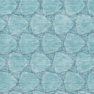 HomeRoots 8' X 10' Teal and Ivory Geometric Area Rug – Durable, Washable, Stain-Resistant & UV Protected 676090