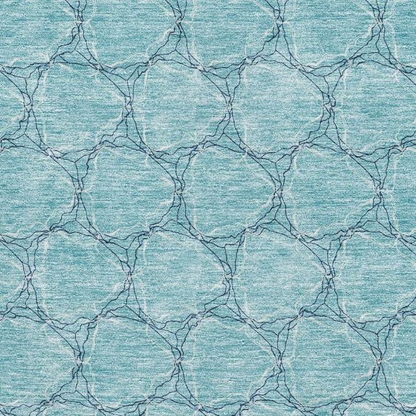 HomeRoots 8' X 10' Teal and Ivory Geometric Area Rug – Durable, Washable, Stain-Resistant & UV Protected 676090