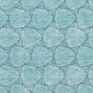 HomeRoots 9' X 12' Teal and Ivory Geometric Area Rug - Durable, Stain-Resistant, UV Protected for Indoor & Outdoor Use 676091