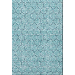 HomeRoots 10' X 14' Teal And Ivory Geometric Area Rug - Durable, Washable, UV-Protected for Busy Homes! 676092