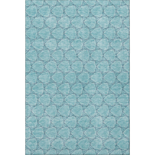HomeRoots 10' X 14' Teal And Ivory Geometric Area Rug - Durable, Washable, UV-Protected for Busy Homes! 676092