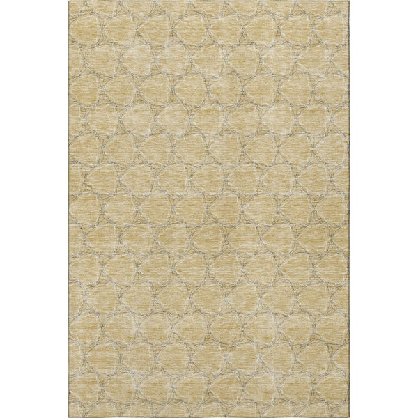 HomeRoots 5' X 8' Stylish Wheat Ivory & Gray Geometric Washable Area Rug with UV Protection for Any Space 676094