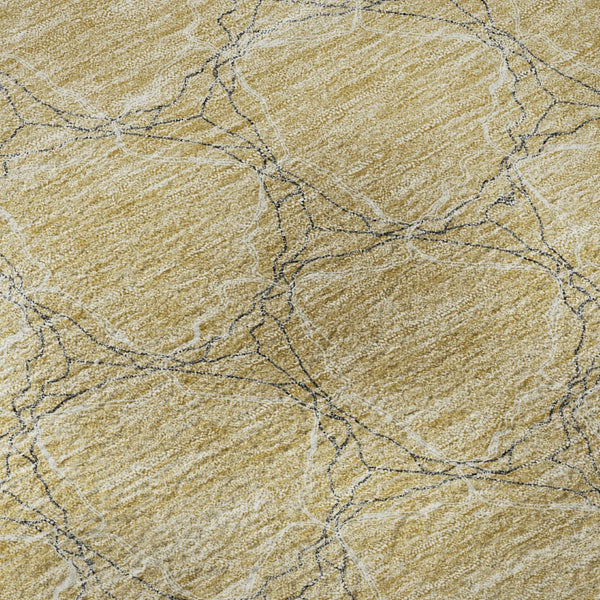 HomeRoots 8' Washable Round Rug in Wheat, Ivory & Gray – UV Protected Geometric Design for Modern Spaces 676095